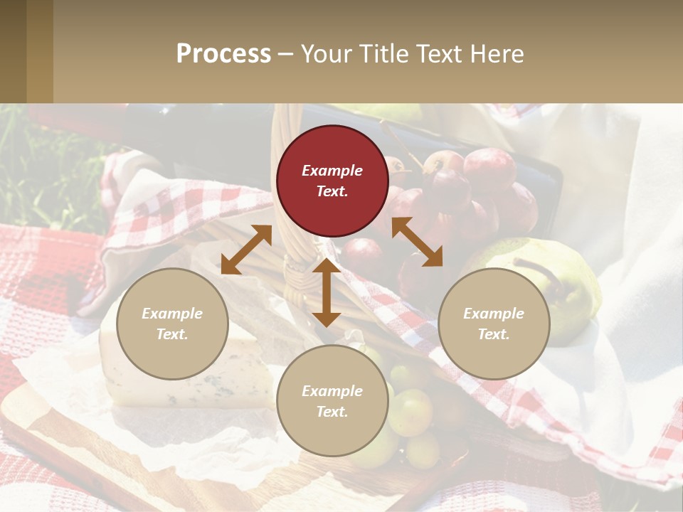 A Picnic Basket Filled With Fruit And Cheese PowerPoint Template