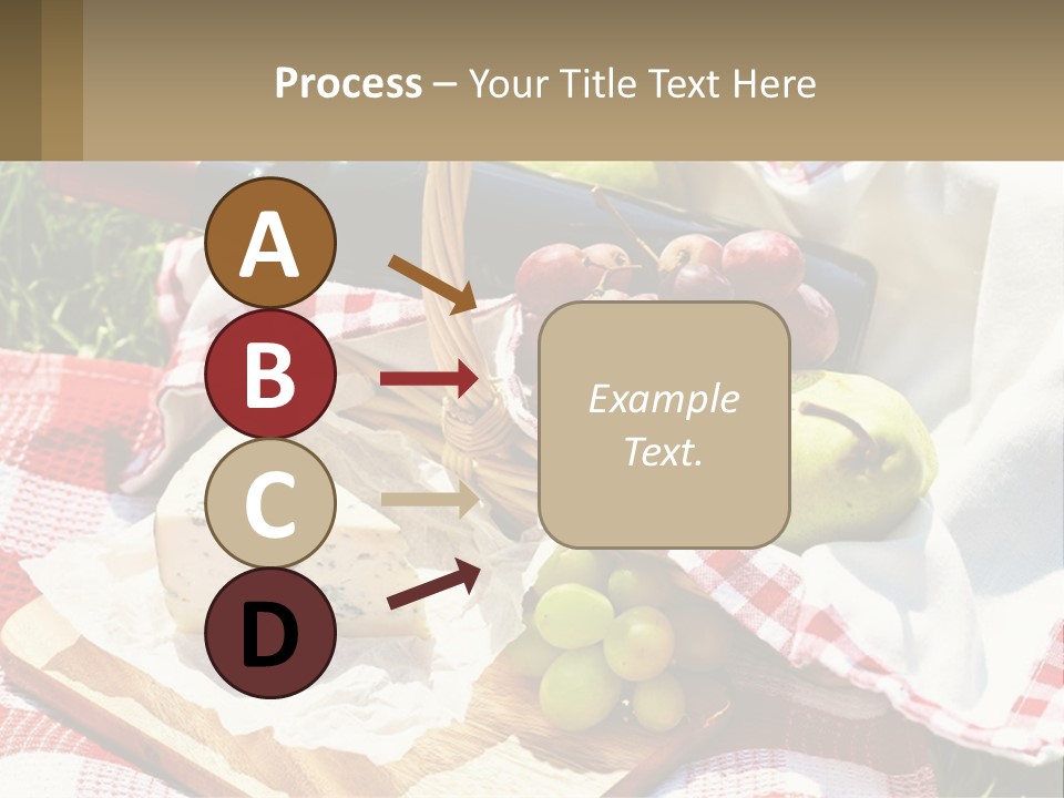 A Picnic Basket Filled With Fruit And Cheese PowerPoint Template