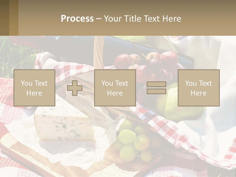 A Picnic Basket Filled With Fruit And Cheese PowerPoint Template