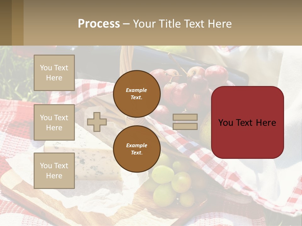A Picnic Basket Filled With Fruit And Cheese PowerPoint Template