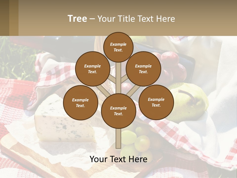 A Picnic Basket Filled With Fruit And Cheese PowerPoint Template