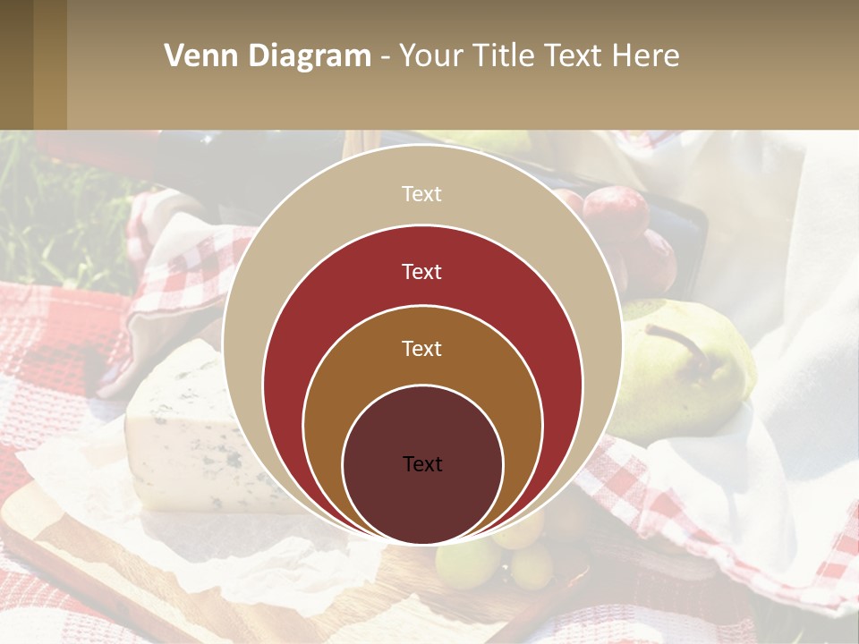 A Picnic Basket Filled With Fruit And Cheese PowerPoint Template