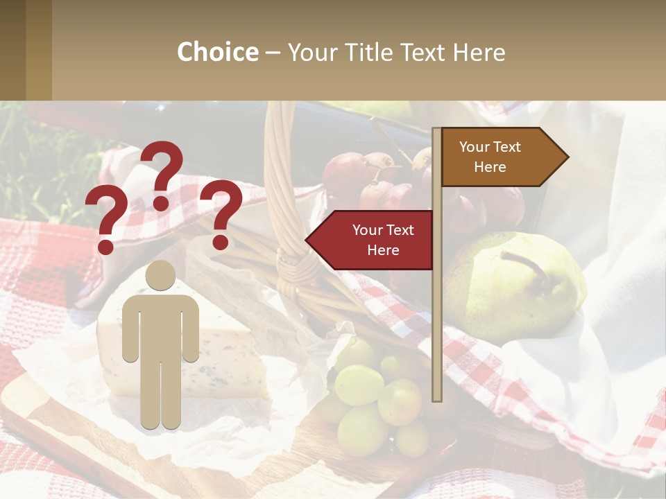A Picnic Basket Filled With Fruit And Cheese PowerPoint Template