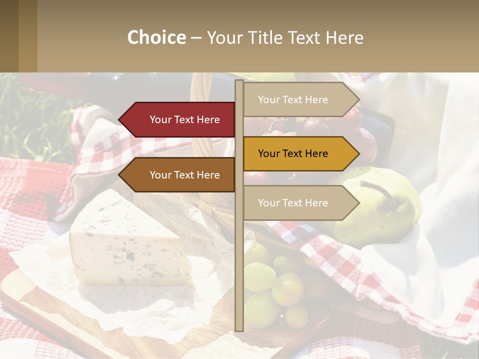 A Picnic Basket Filled With Fruit And Cheese PowerPoint Template