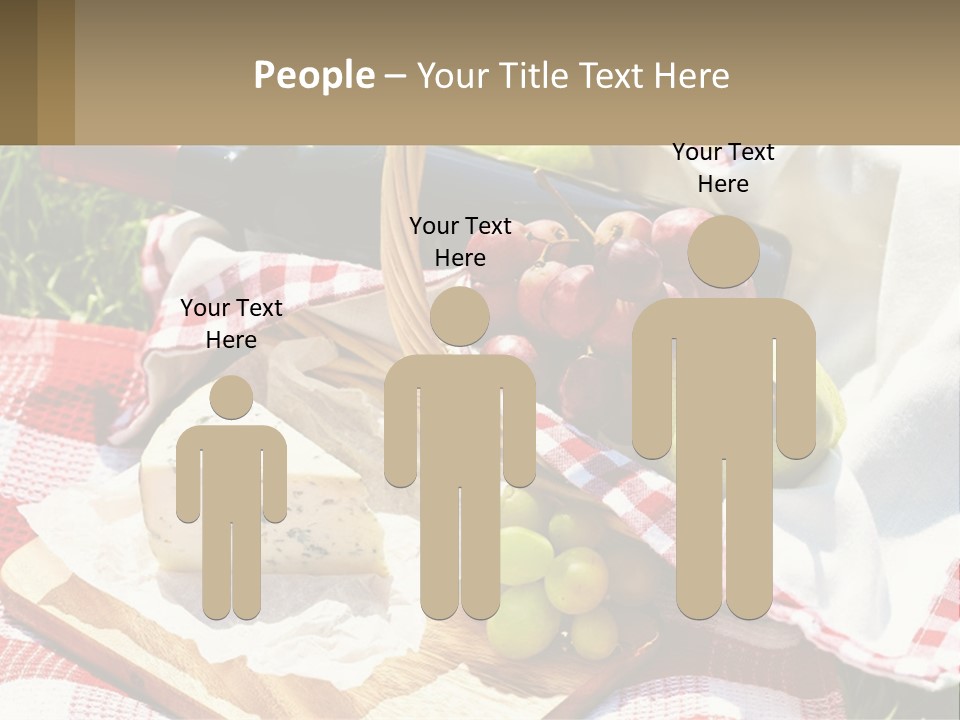 A Picnic Basket Filled With Fruit And Cheese PowerPoint Template