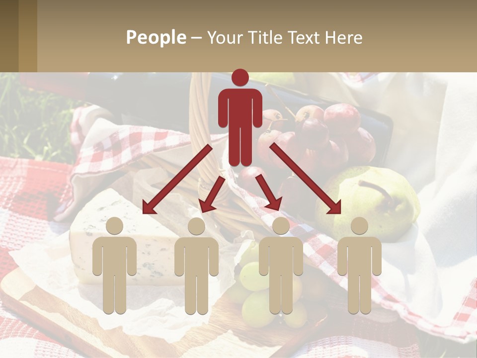 A Picnic Basket Filled With Fruit And Cheese PowerPoint Template