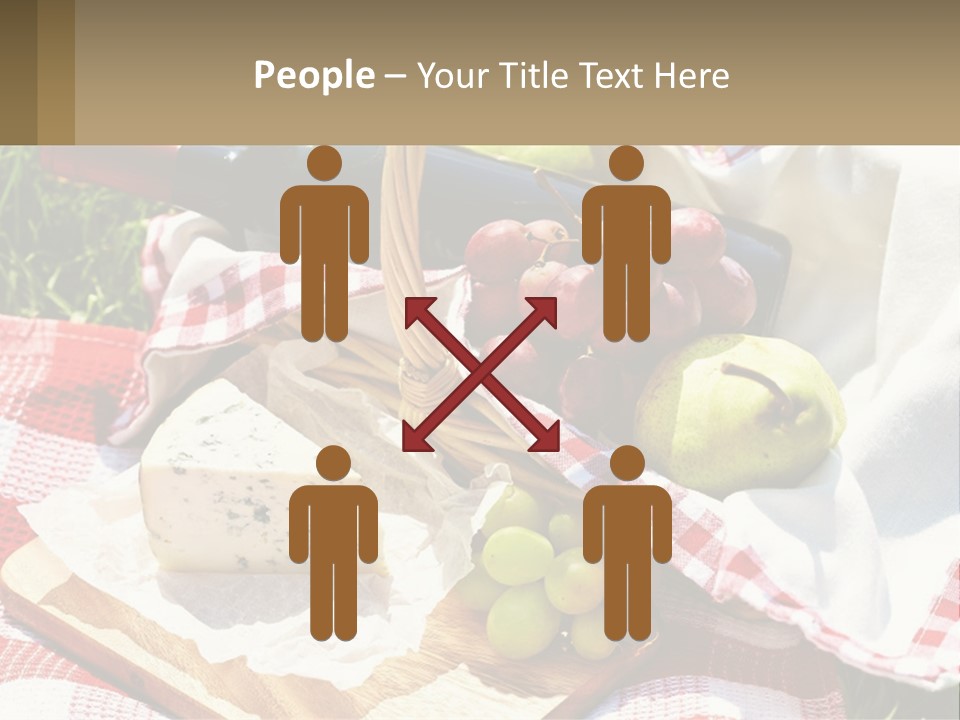 A Picnic Basket Filled With Fruit And Cheese PowerPoint Template