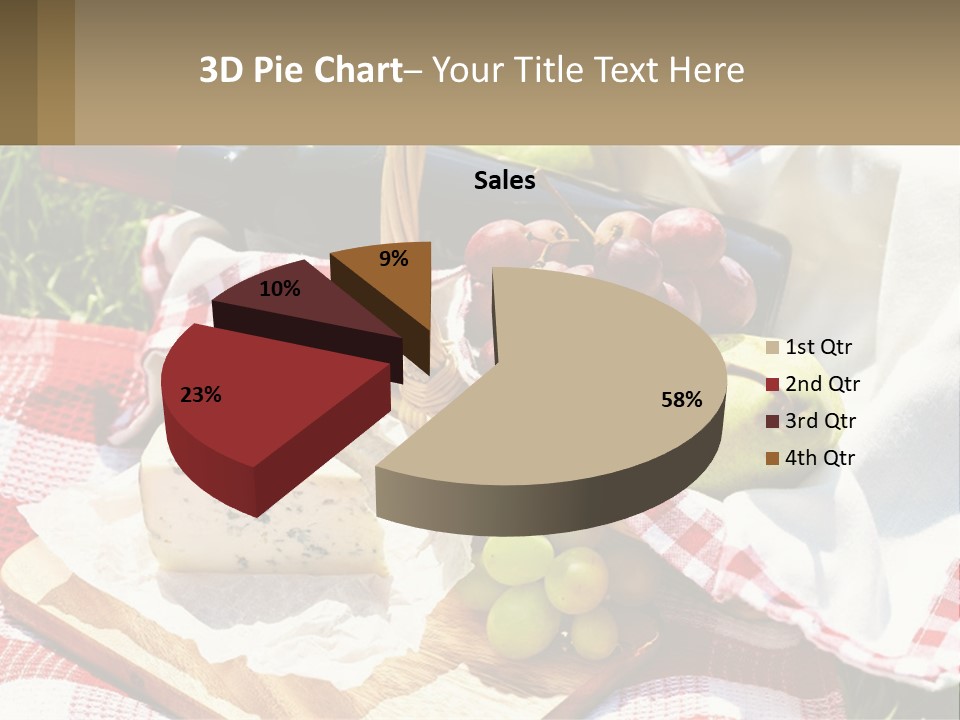 A Picnic Basket Filled With Fruit And Cheese PowerPoint Template