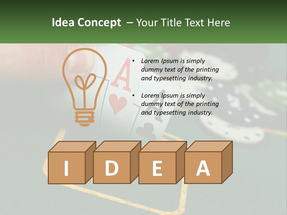 A Hand Holding A Playing Card Over A Casino Table PowerPoint Template