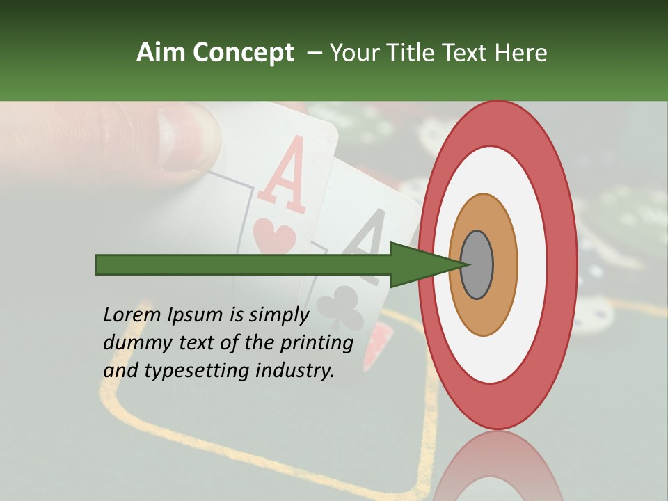 A Hand Holding A Playing Card Over A Casino Table PowerPoint Template