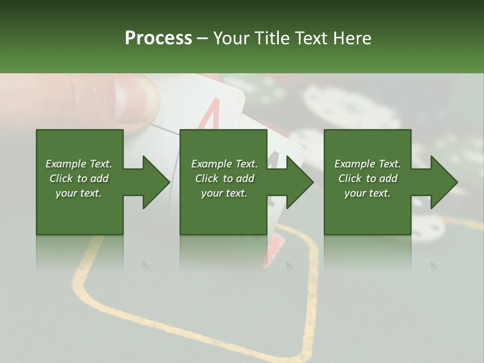 A Hand Holding A Playing Card Over A Casino Table PowerPoint Template