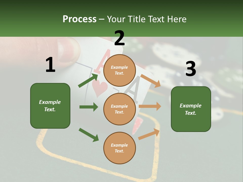 A Hand Holding A Playing Card Over A Casino Table PowerPoint Template