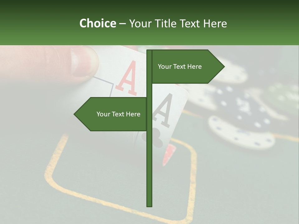 A Hand Holding A Playing Card Over A Casino Table PowerPoint Template