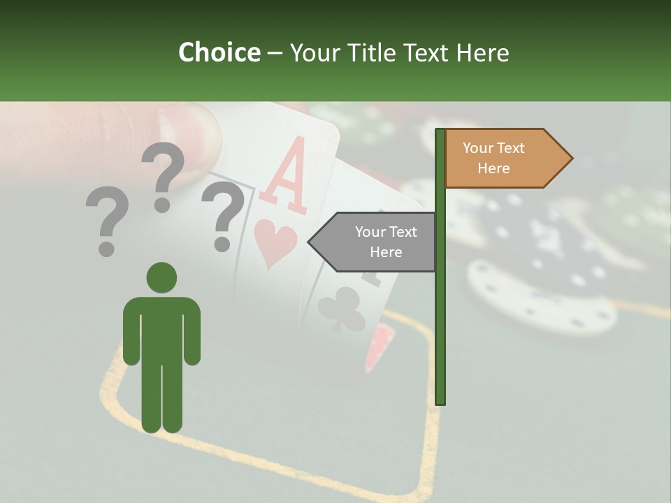 A Hand Holding A Playing Card Over A Casino Table PowerPoint Template