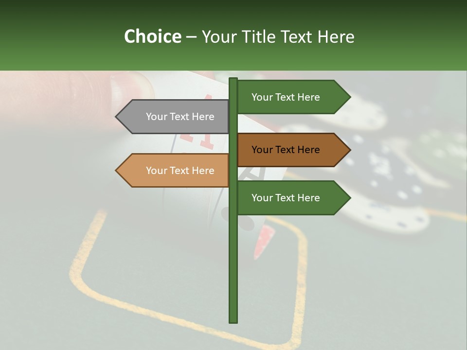 A Hand Holding A Playing Card Over A Casino Table PowerPoint Template