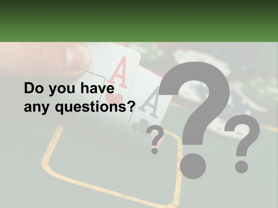 A Hand Holding A Playing Card Over A Casino Table PowerPoint Template