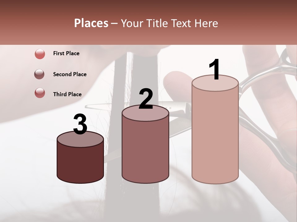 A Person Cutting A Piece Of Hair With A Pair Of Scissors PowerPoint Template