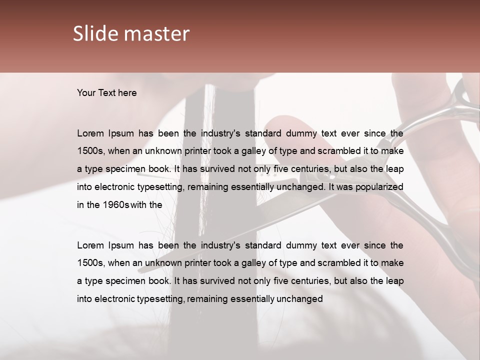 A Person Cutting A Piece Of Hair With A Pair Of Scissors PowerPoint Template