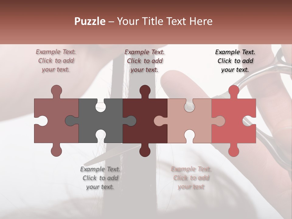 A Person Cutting A Piece Of Hair With A Pair Of Scissors PowerPoint Template