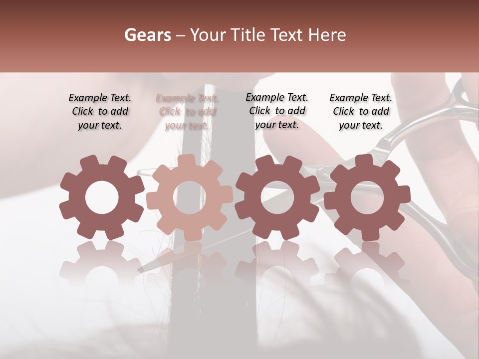 A Person Cutting A Piece Of Hair With A Pair Of Scissors PowerPoint Template