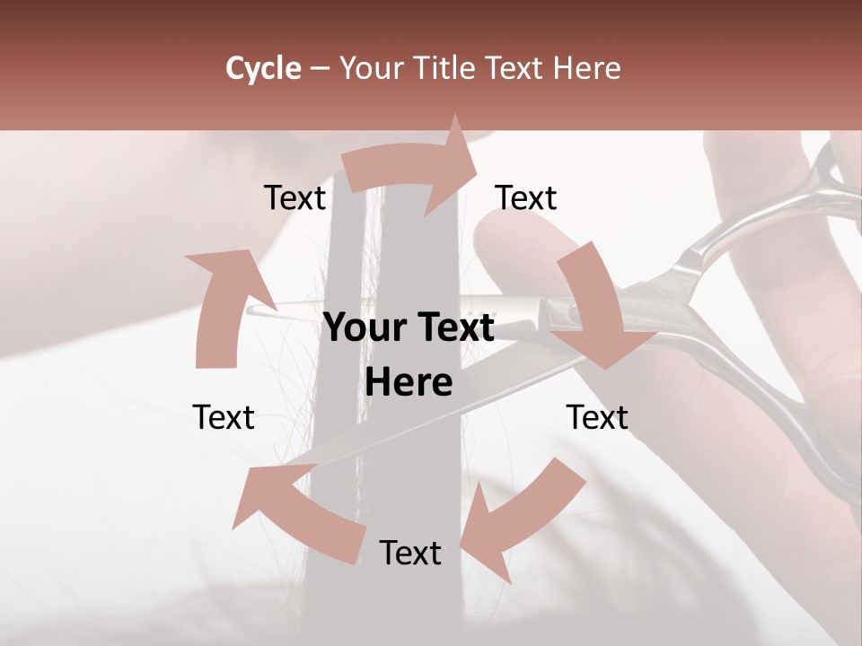 A Person Cutting A Piece Of Hair With A Pair Of Scissors PowerPoint Template