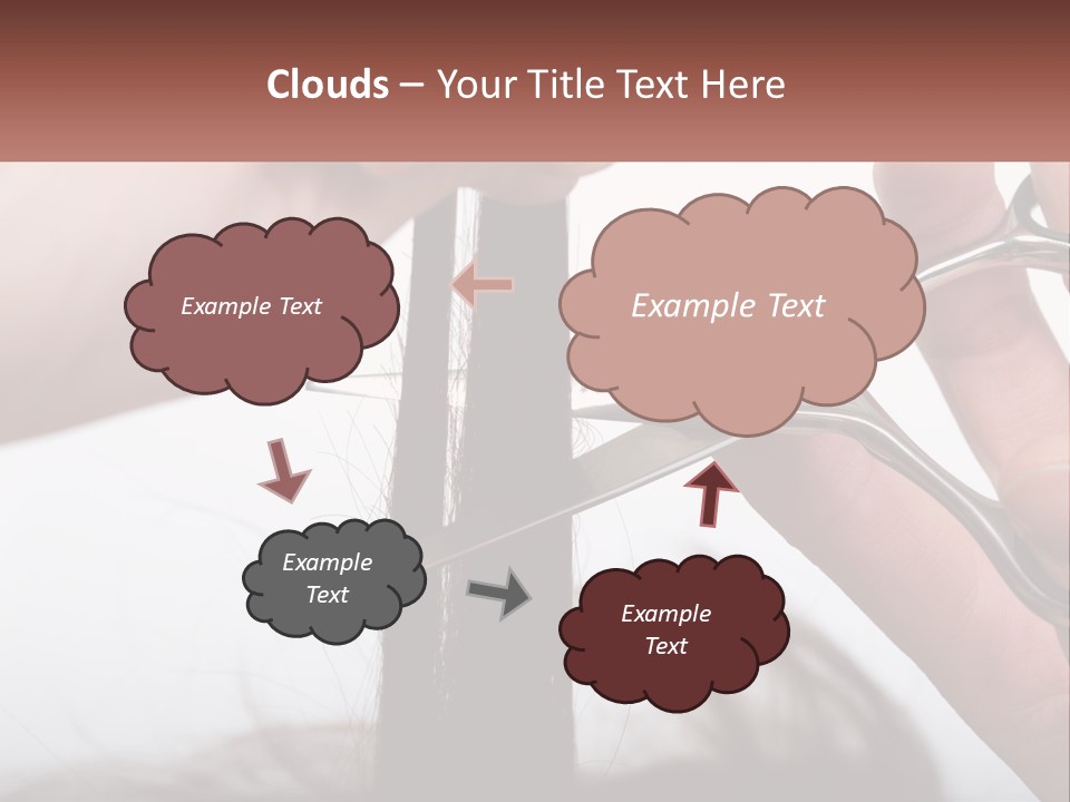 A Person Cutting A Piece Of Hair With A Pair Of Scissors PowerPoint Template