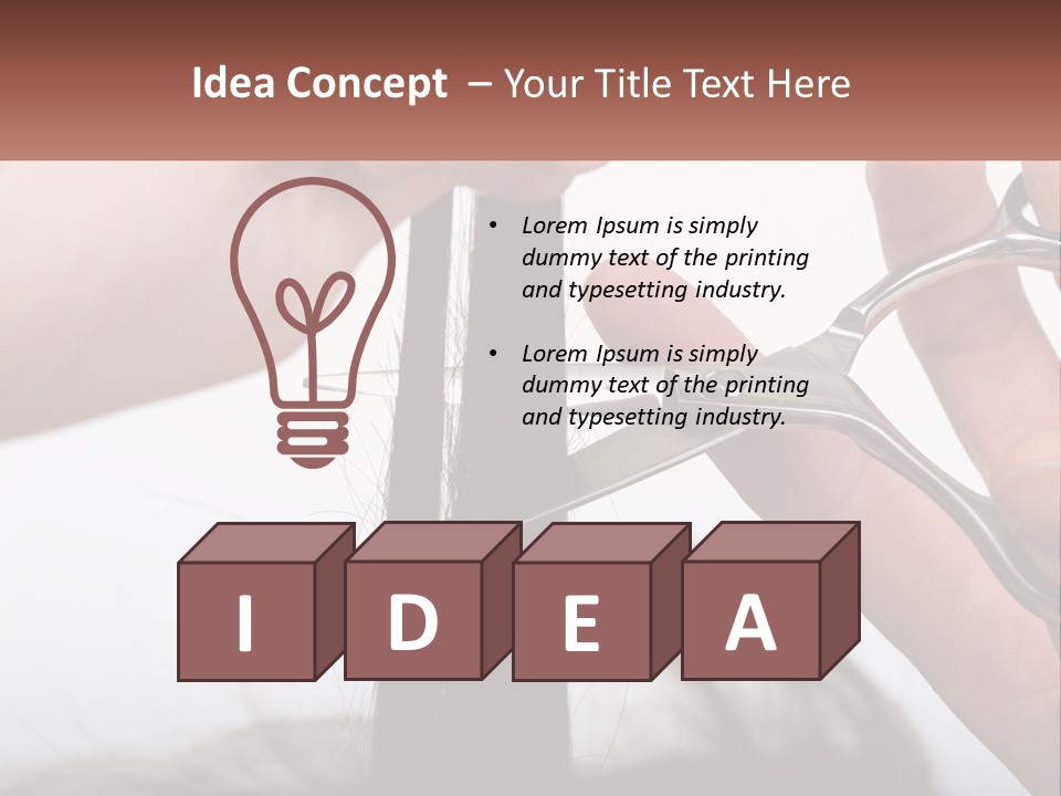 A Person Cutting A Piece Of Hair With A Pair Of Scissors PowerPoint Template