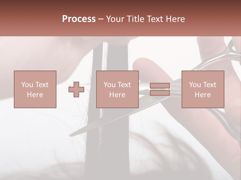 A Person Cutting A Piece Of Hair With A Pair Of Scissors PowerPoint Template