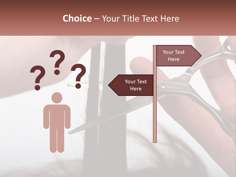 A Person Cutting A Piece Of Hair With A Pair Of Scissors PowerPoint Template