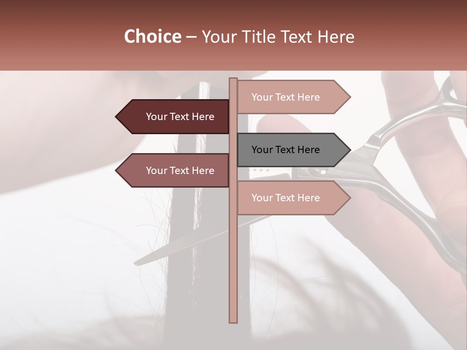 A Person Cutting A Piece Of Hair With A Pair Of Scissors PowerPoint Template