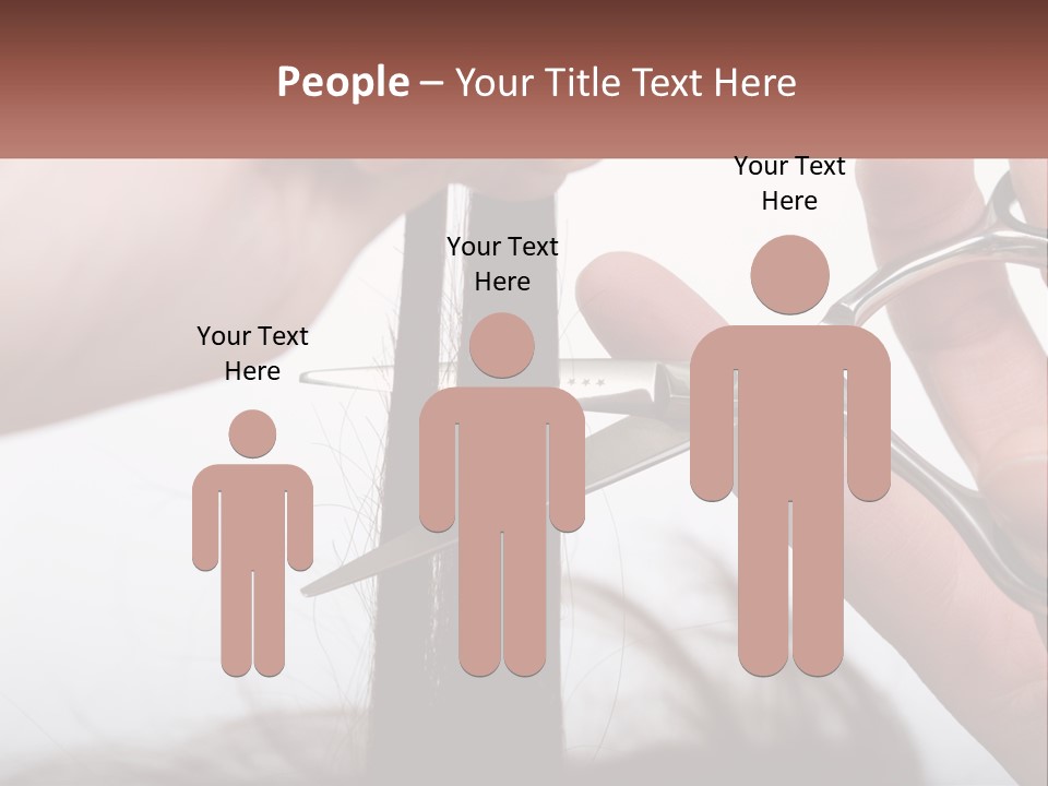 A Person Cutting A Piece Of Hair With A Pair Of Scissors PowerPoint Template