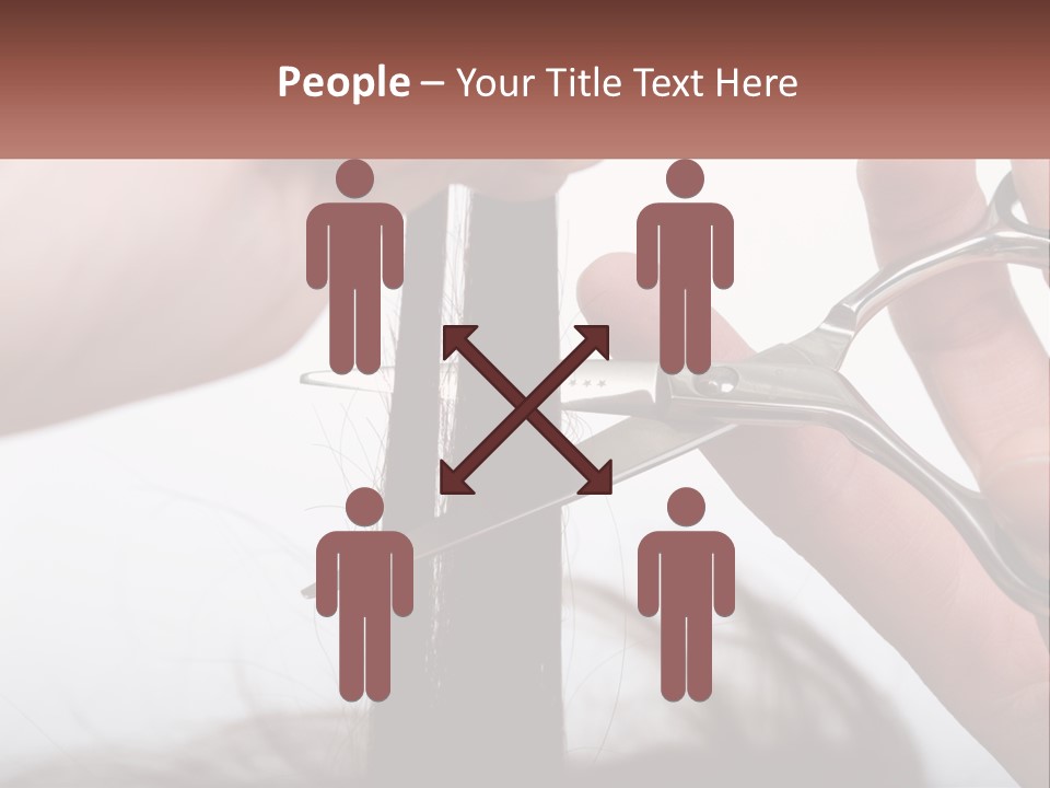 A Person Cutting A Piece Of Hair With A Pair Of Scissors PowerPoint Template