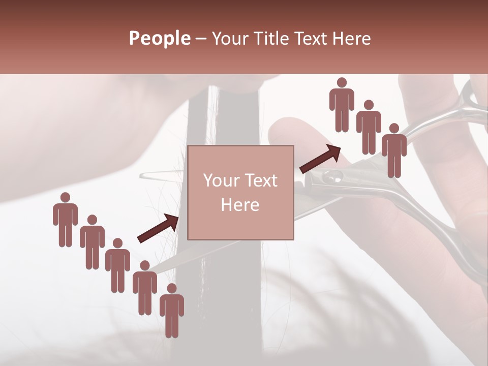 A Person Cutting A Piece Of Hair With A Pair Of Scissors PowerPoint Template