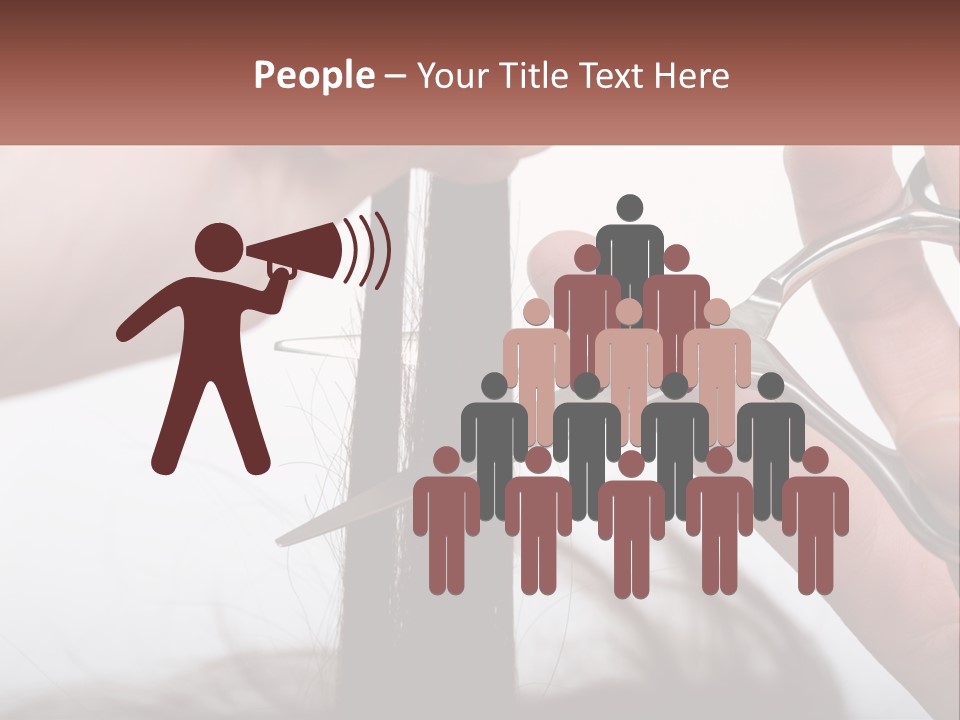 A Person Cutting A Piece Of Hair With A Pair Of Scissors PowerPoint Template