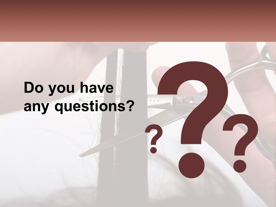 A Person Cutting A Piece Of Hair With A Pair Of Scissors PowerPoint Template