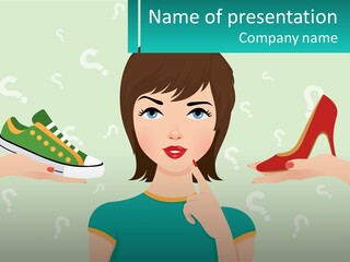A Woman Holding A Shoe And A Question Mark PowerPoint Template