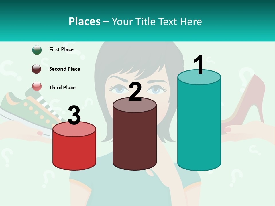 A Woman Holding A Shoe And A Question Mark PowerPoint Template