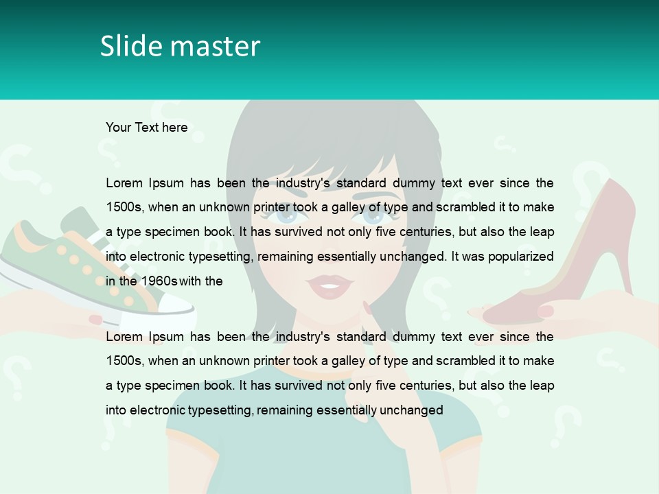 A Woman Holding A Shoe And A Question Mark PowerPoint Template