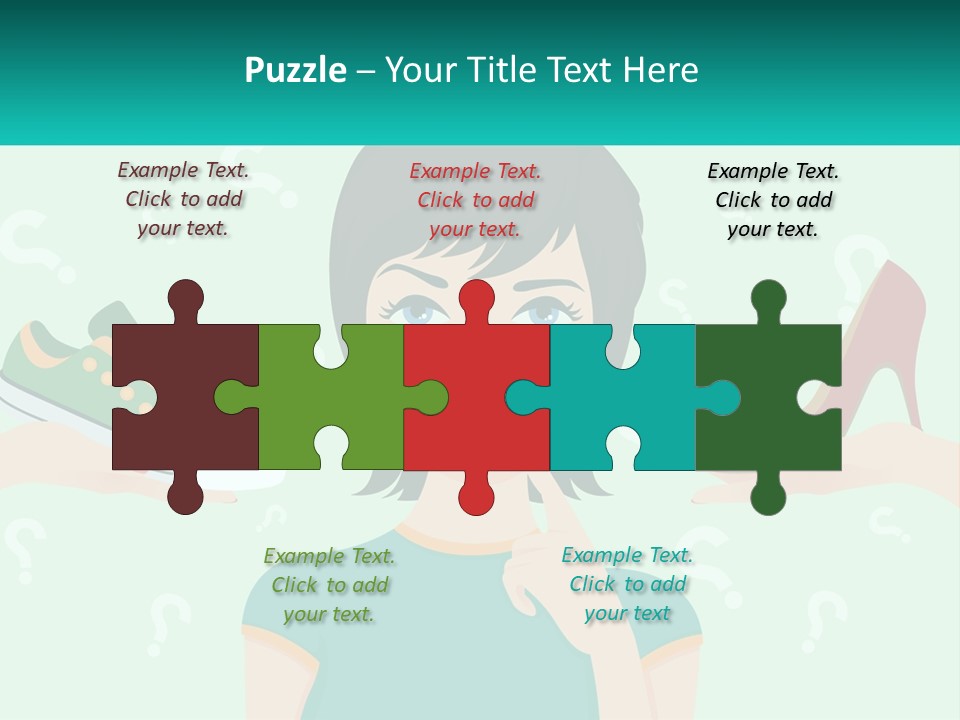 A Woman Holding A Shoe And A Question Mark PowerPoint Template