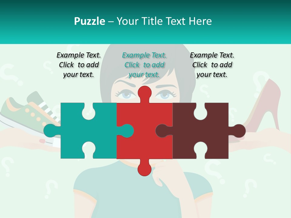 A Woman Holding A Shoe And A Question Mark PowerPoint Template