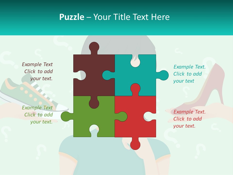 A Woman Holding A Shoe And A Question Mark PowerPoint Template