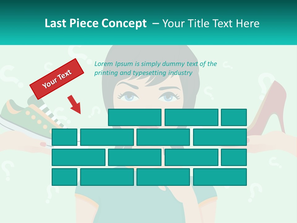 A Woman Holding A Shoe And A Question Mark PowerPoint Template