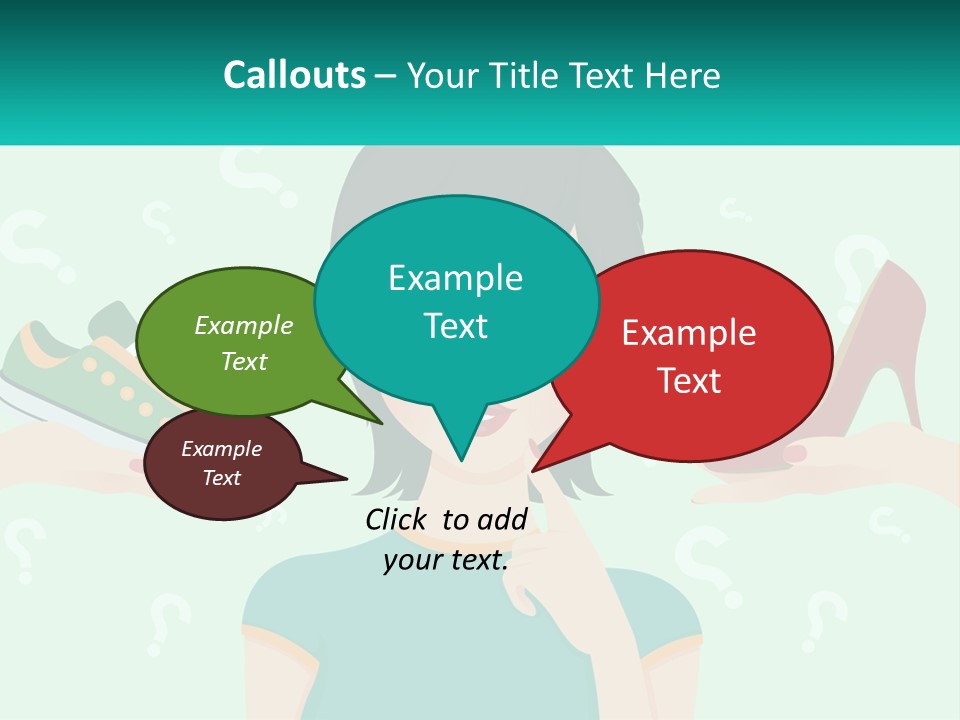 A Woman Holding A Shoe And A Question Mark PowerPoint Template