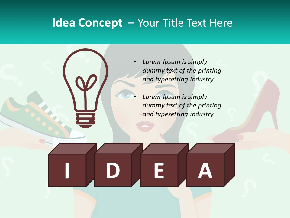 A Woman Holding A Shoe And A Question Mark PowerPoint Template