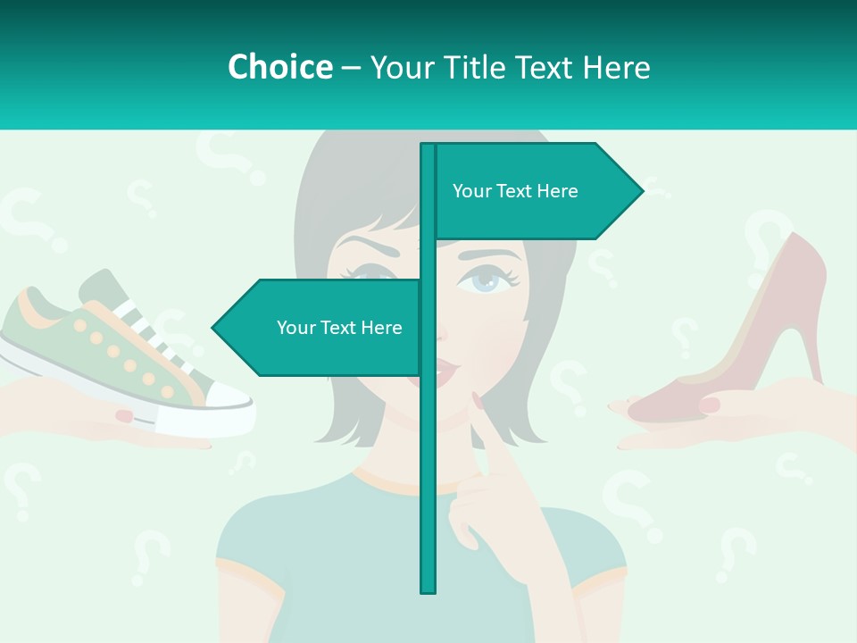 A Woman Holding A Shoe And A Question Mark PowerPoint Template