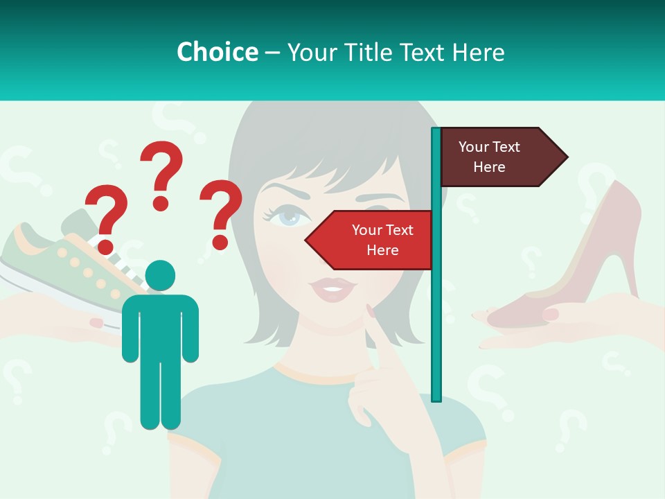 A Woman Holding A Shoe And A Question Mark PowerPoint Template