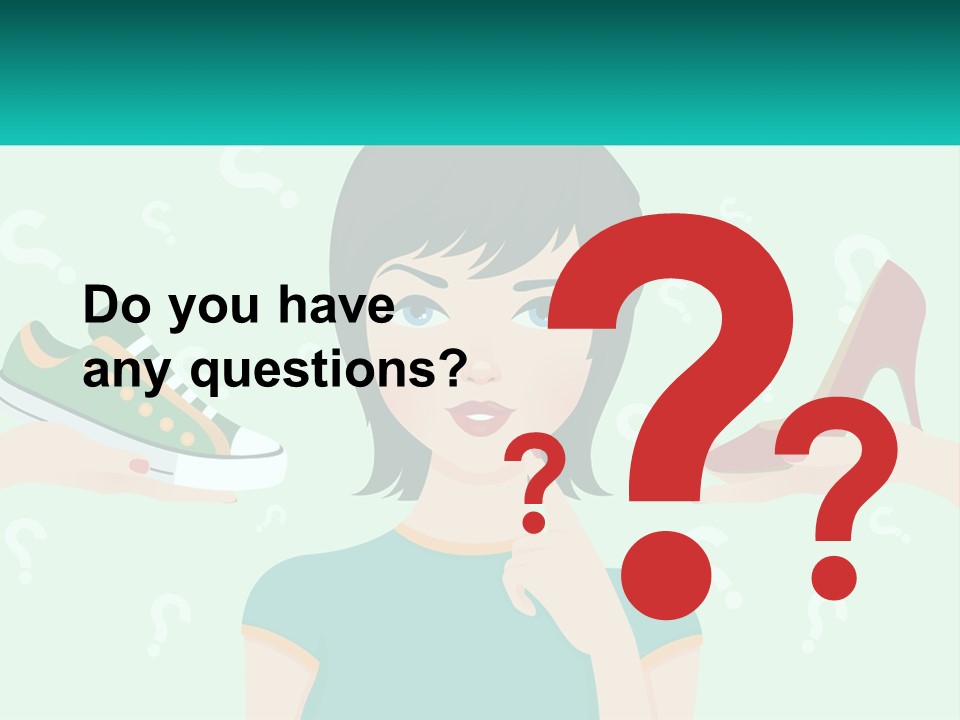 A Woman Holding A Shoe And A Question Mark PowerPoint Template