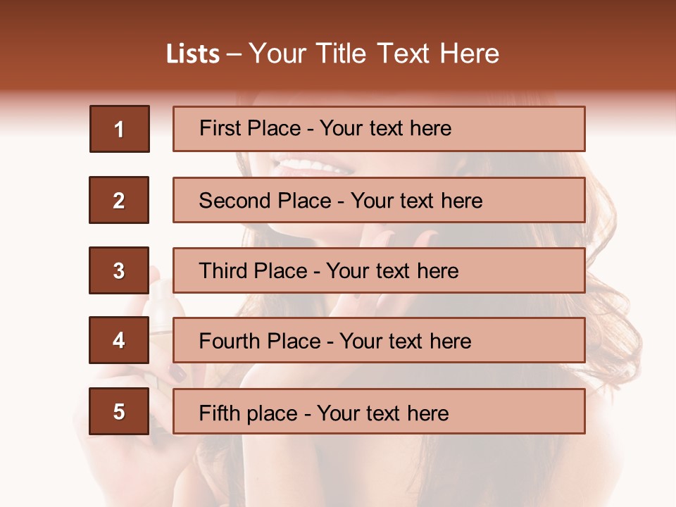 A Beautiful Woman Holding A Bottle Of Perfume PowerPoint Template
