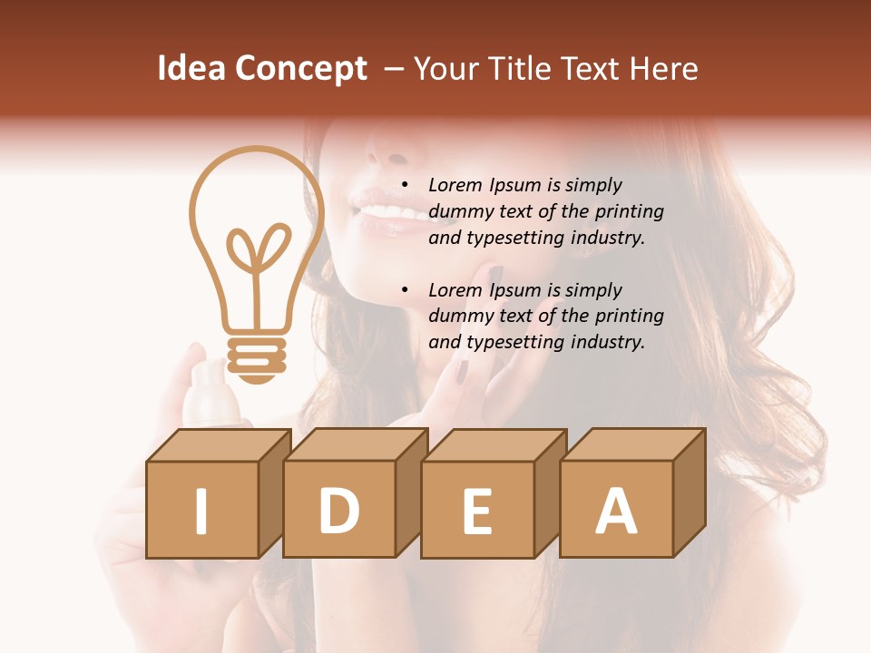 A Beautiful Woman Holding A Bottle Of Perfume PowerPoint Template