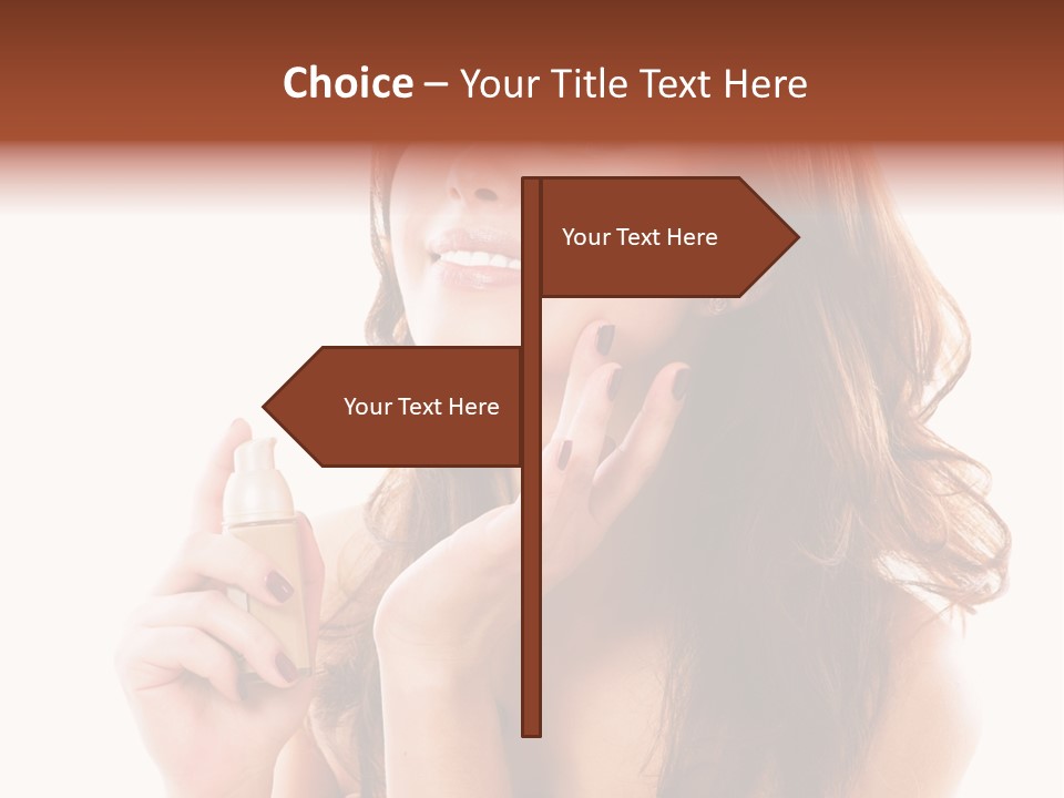 A Beautiful Woman Holding A Bottle Of Perfume PowerPoint Template